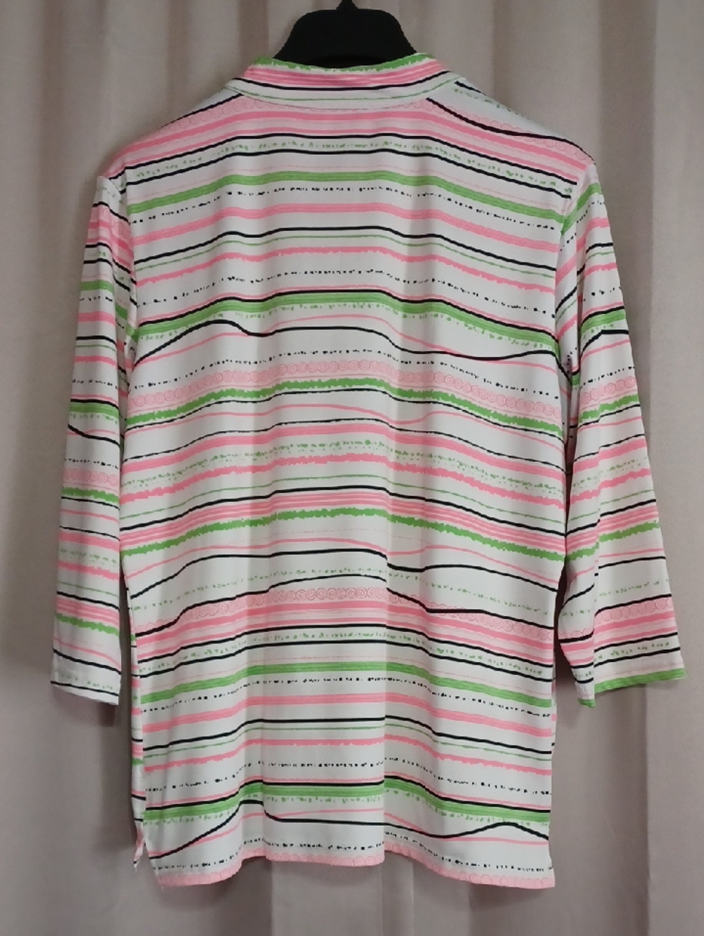 Emerald18 Stretch Quarter-Zip Mockneck Pullover Top Wavy Stripes Activewear Golf - Picture 9 of 16